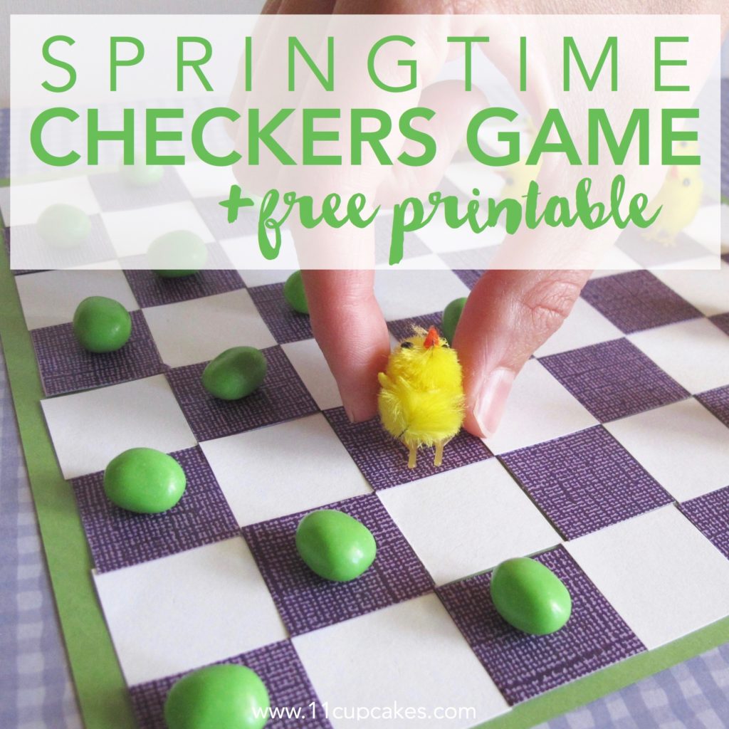 Springtime Checkers Game and free printable. Easy DIY kids game for spring and Easter