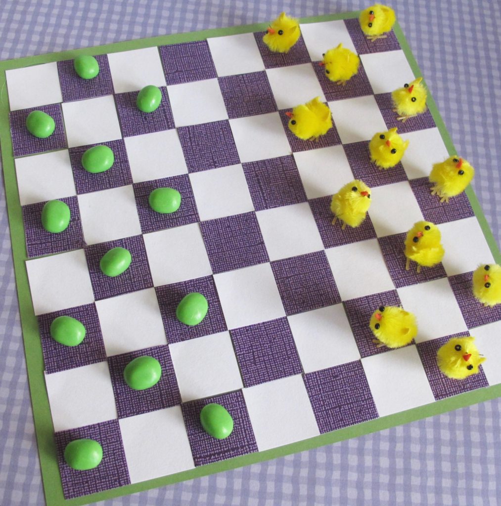 Springtime Checkers Game and free printable. Easy DIY kids game for spring and Easter