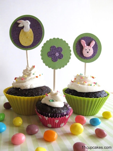 DIY Easter Cupcake Toppers | What better way to get ready for spring than with chocolate cupcakes? We thought these would be great for a spring gathering or an Easter lunch. Use the link below to make the adorable cupcake toppers featured here.
