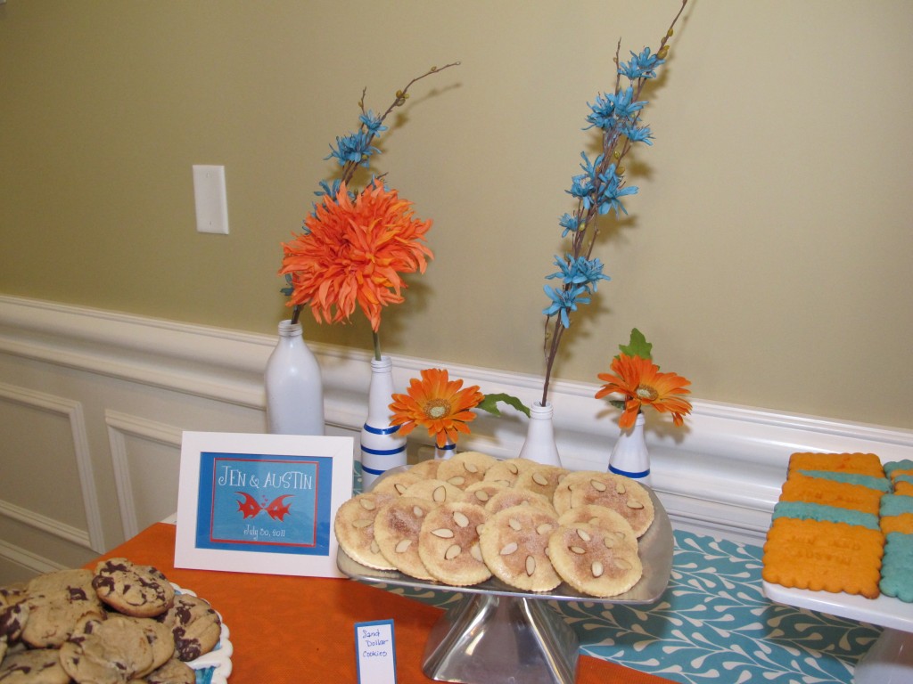 kissing fish bridal shower decorations, cookie table favors, fish centerpieces