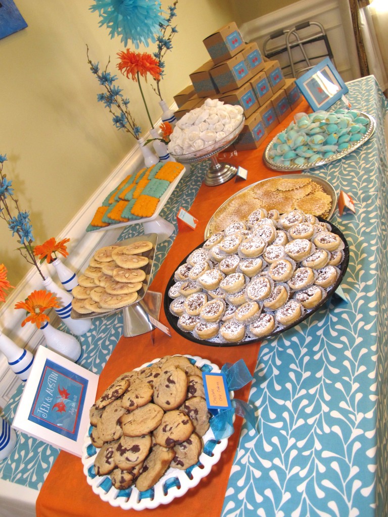 kissing fish bridal shower decorations, cookie table favors, fish centerpieces