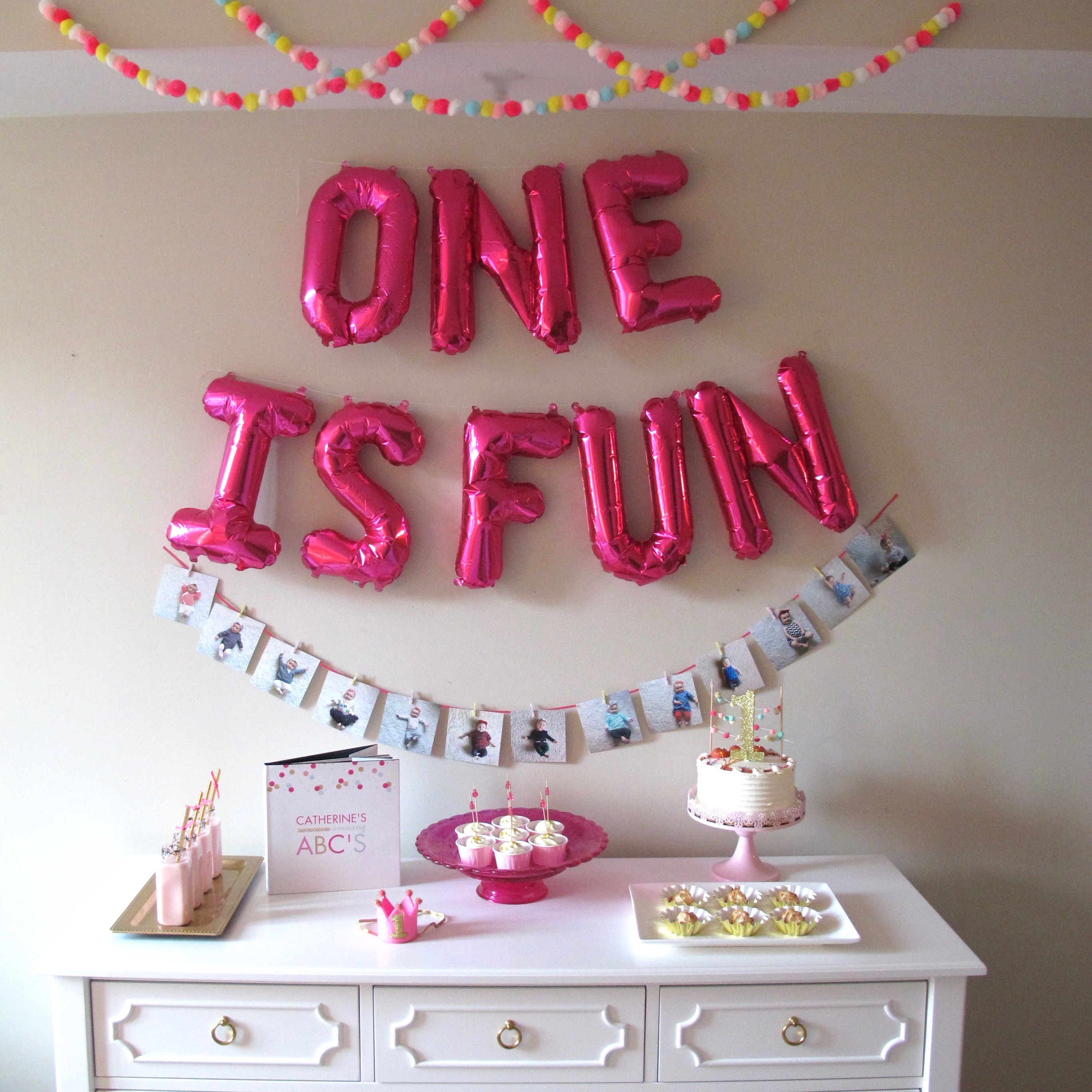 First Birthday Party Ideas, One is Fun, pink gold mint