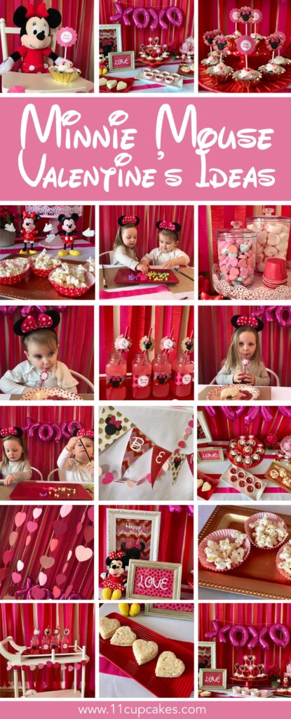 Minnie Mouse Valentine's Day Party Ideas via 11cupcakes #MinnieMouse #MinnieValentine #Valentinesparty