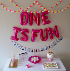 First Birthday Party Ideas, One is Fun, pink gold mint